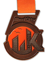 5K Medal, City skyline, matching ribbon